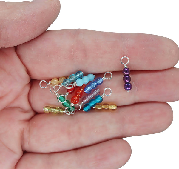 Tiny Rainbow Glass Bead Dangles, Set of 12 Charms - Adorabilities Charms & Trinkets