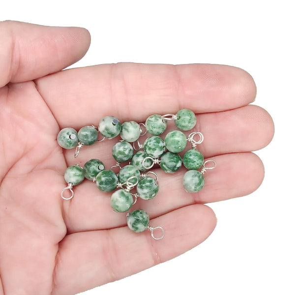 Zing Jiang Jade 6mm Bead Charms, Gemstone Dangles - Adorabilities Charms & Trinkets